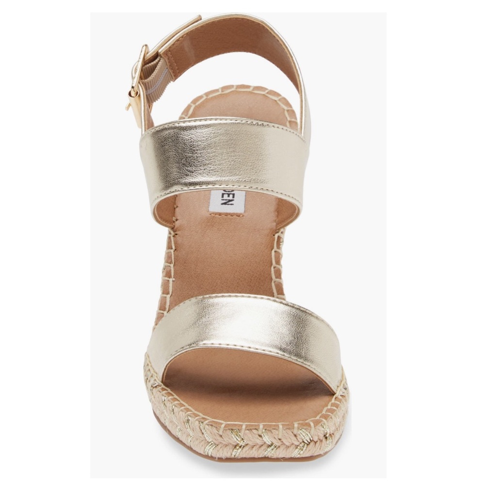Steve Madden Gold & Tan Imply Espadrilles Wedge Sandals Women’s Size 9 - Picture 7 of 14